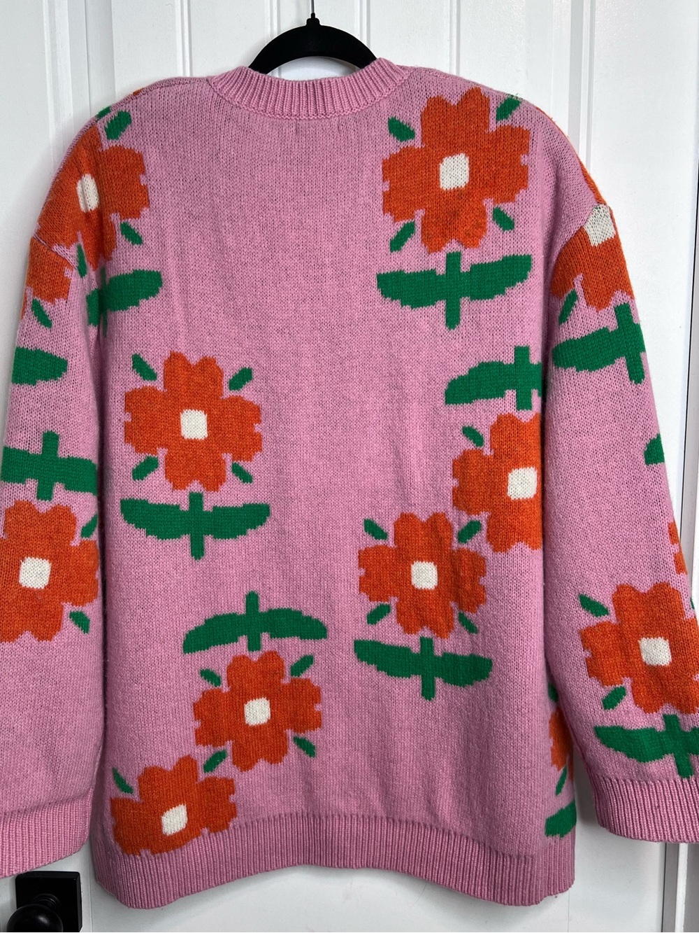 Maison Me Ladies Ashley Pink Floral Wool Blend Knit Cardigan Jacket. Size Large. - Picture 4 of 12